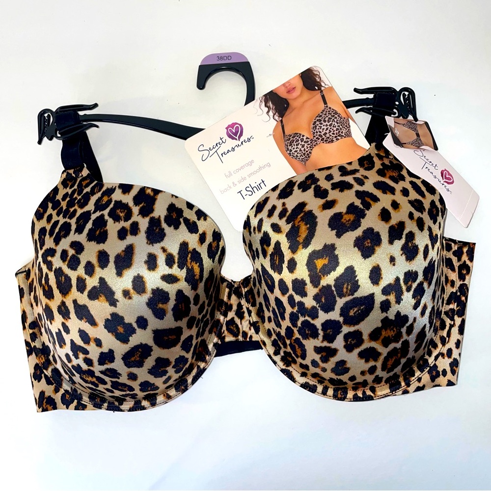 NWT Secret Treasures Leopard Print T-Shirt Bra 38DD